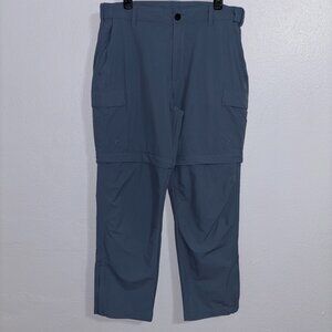 World Wide Sportsman Convertible Pants 38x30 Blue Nylon Spandex Zip Off Hiking